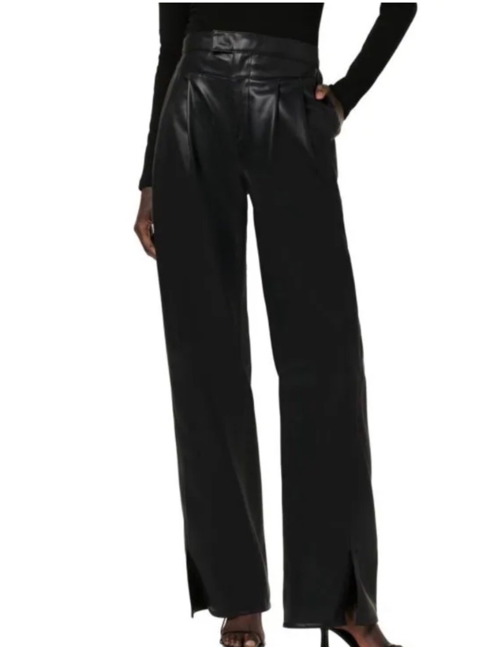 New Hudson X Revolve Rosie Black Faux Leather Pleated Trousers Pants Women 29
